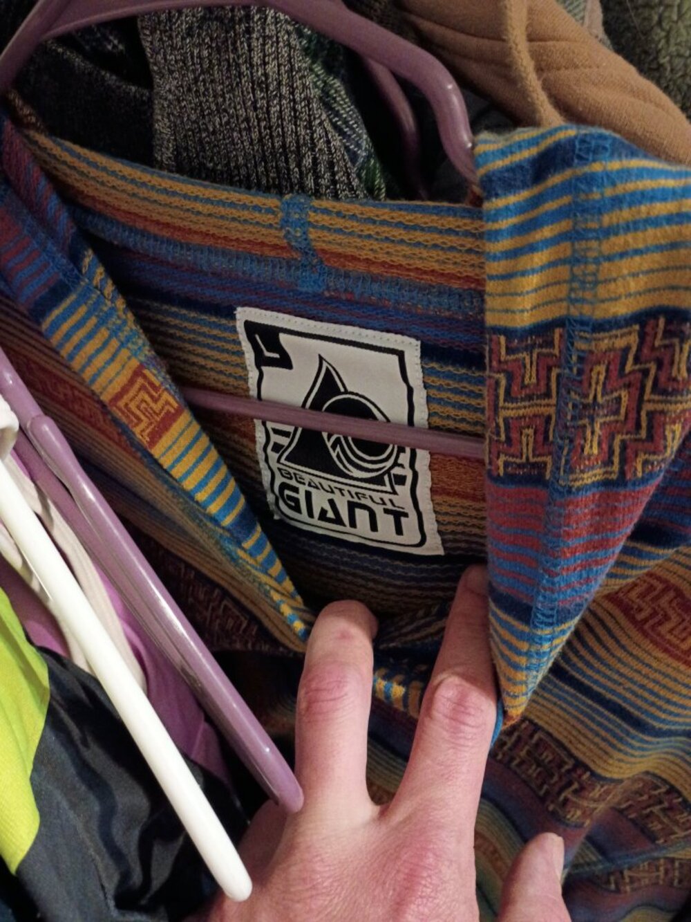 Beautiful Giant Tribal-Print Pullover Hoodie - Size L